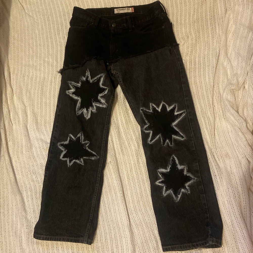 hand painted and sewn 1/1 jeans by me